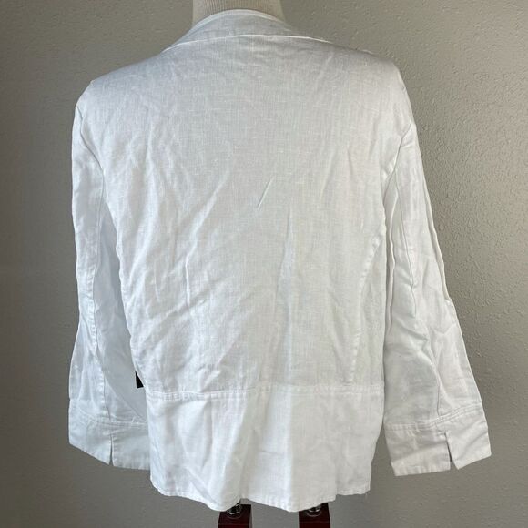 NWT Luciano Dante White Linen Jacket Top Size L - Picture 7 of 8